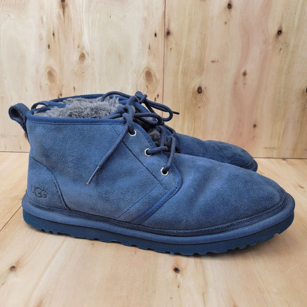 UGG Men’s Sz 11 M 3236 Neumel Suede Blue Chukka Round Toe Boots Shearling Lined